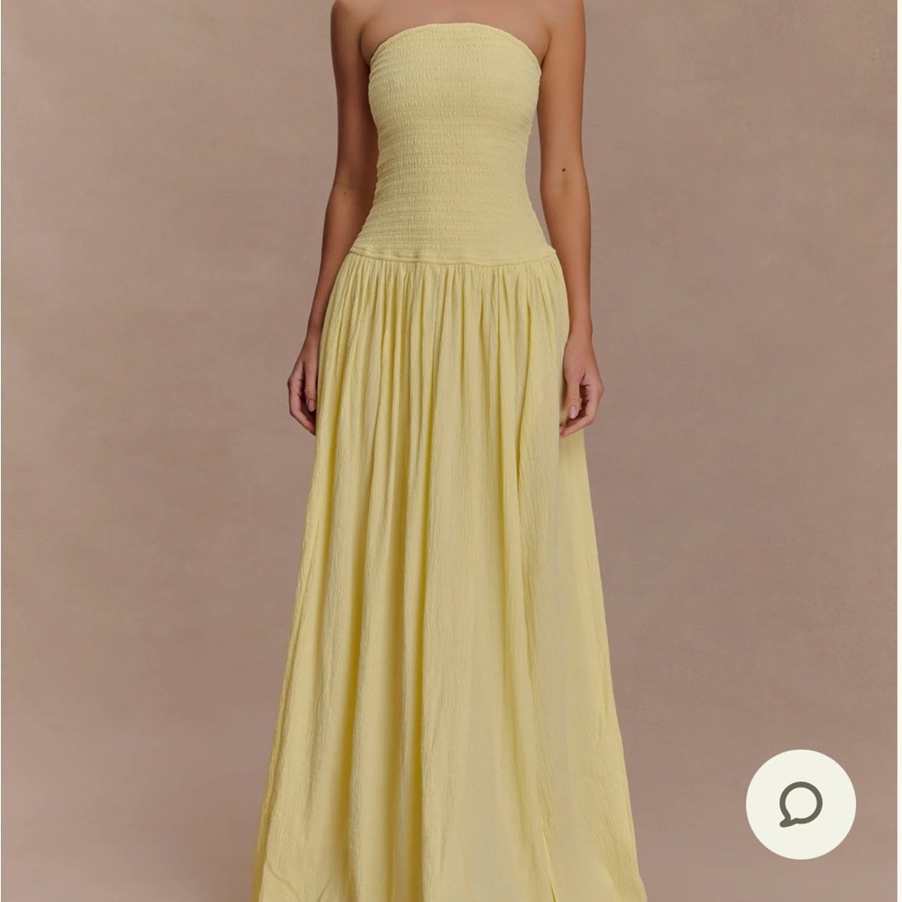 Maureen Cotton Shirring Maxi Dress - Lemon
